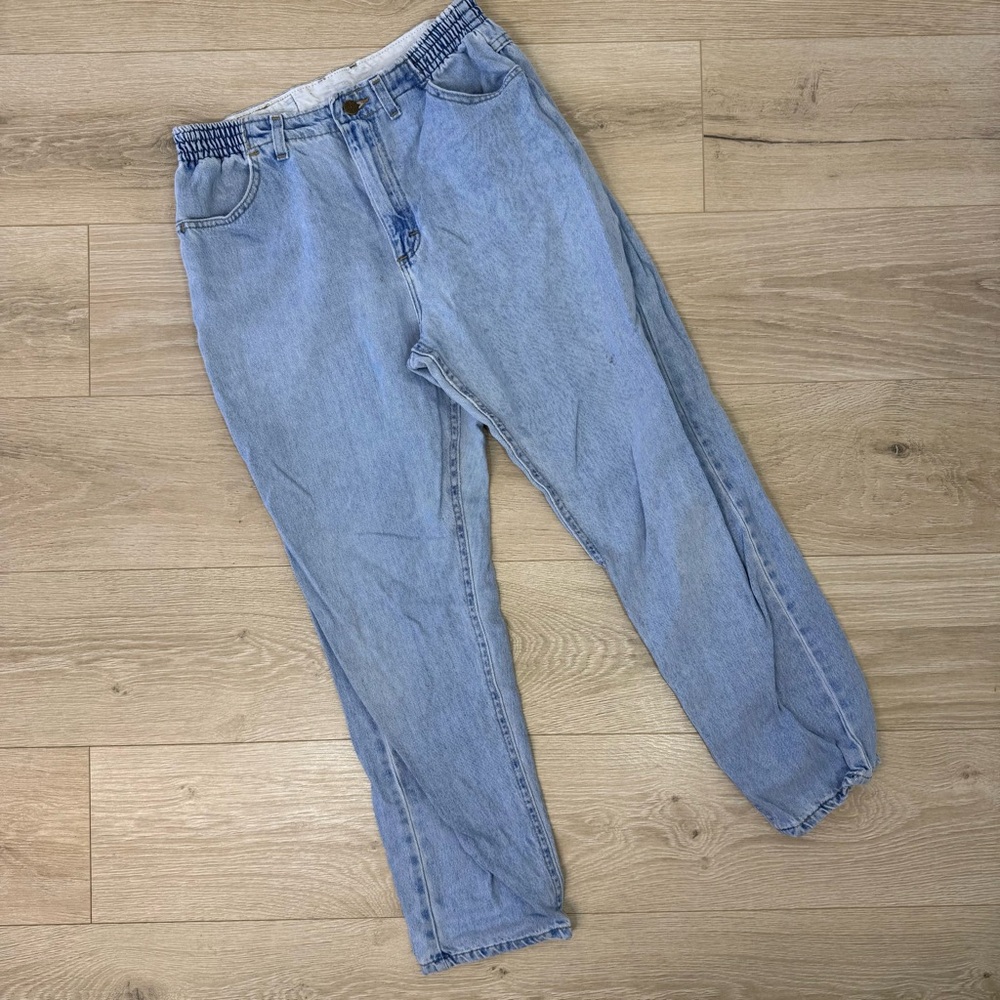 Denim Riders Vintage Light Wash Elastic Waist Jeans